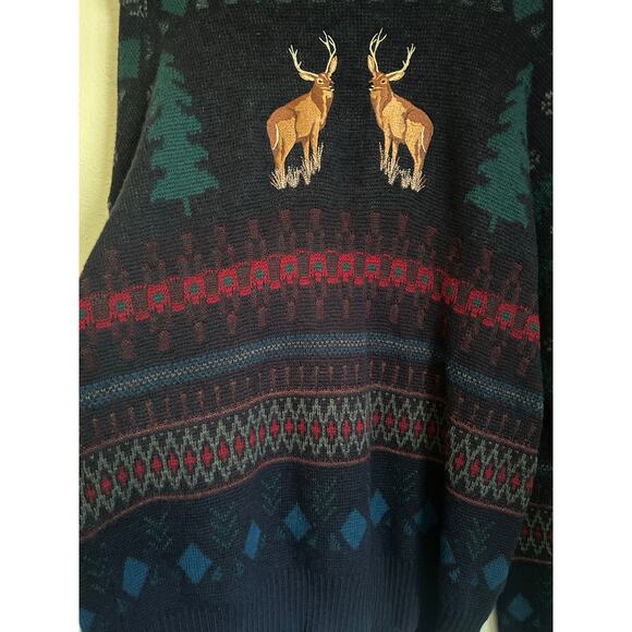 Vintage Pendleton 80s Wool Deer/Winter Theme Sweater Mens XL - Picture 7 of 8